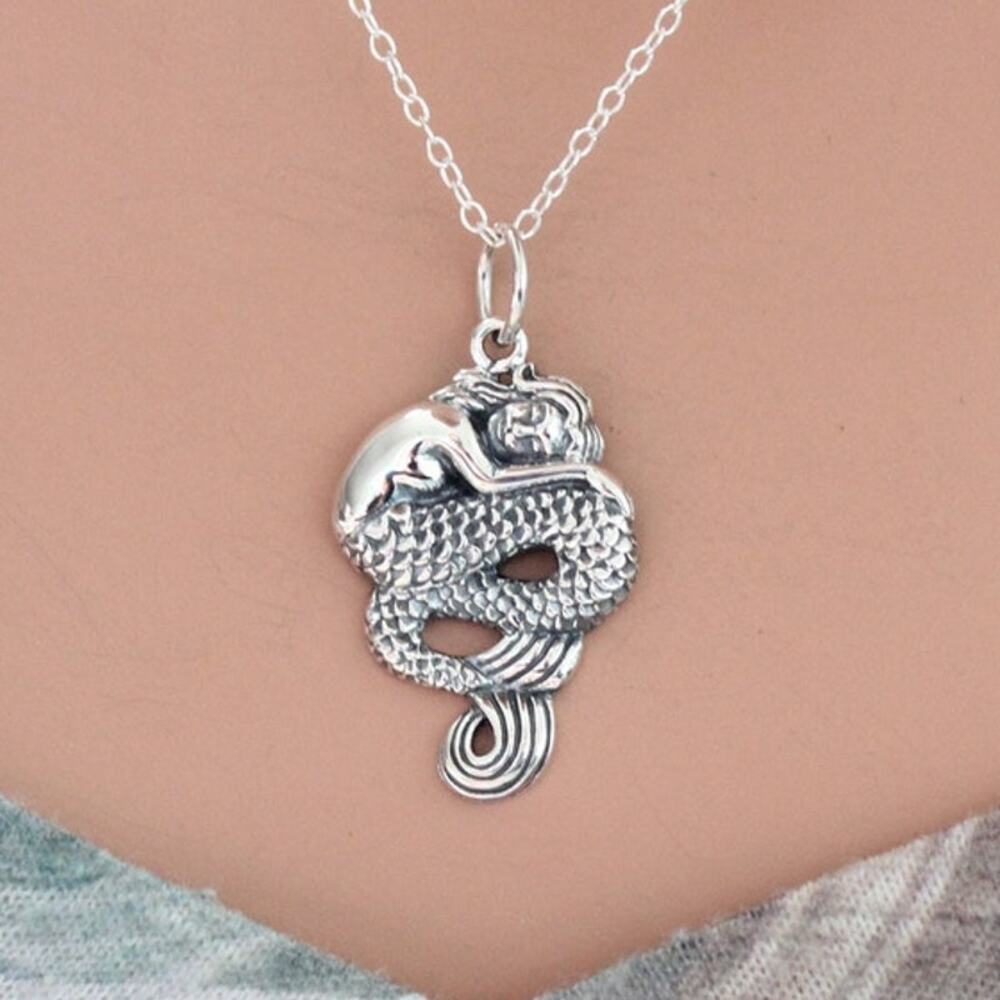 Sterling Silver Sleeping Mermaid Necklace